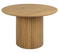 AC Design Furniture Yaron Table de Salle à Manger 4 Personnes en chêne Sauvage avec Pied en Lattes Avant et Table de Salle à Manger Ronde Ø 120 x H 75 cm