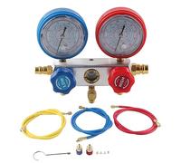 AC Diagnostic Menfold Gauge Set Professional 3 voies de charge de charge de réfrigérant pour R410A R22 R404 Ajustement universel avec 3 tuyaux 7 accessoires en aluminium solide