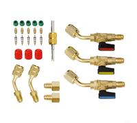 AC for HVAC Adaptateur de robinet à boisseau sphérique coudé pour R410A et R134A, arrêt manuel à 45 degrés avec SAE 1/4" x 5/16" SAE et pour adaptateurs Acme, compatible avec