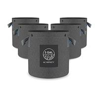 AC Infinity Lot de 5 pots en tissu résistant - Ventilation de 3 litres - Réutilisables - Avec tissu non tissé épais de 500 g et anneaux polyvalents - Pour l'entraînement des plantes, fruits, légumes