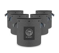 AC Infinity Lot de 5 pots en tissu robuste, sacs de culture d'aération de 25 litres avec tissu non tissé épais de 500 g et anneaux multi-usages, pour la formation de plantes à faible stress, fruits,