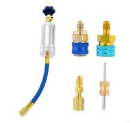 AC Kit d'injecteur d'huile avec connecteurs SAE 1/4" en laiton pour systèmes R1234YF & R134A, haute pression jusqu'à 3000 PSI, pour l'injection de liquide de refroidissement et recherche de fuites UV