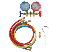 AC Manifold Gauge Set 4 voies pour R134a/R1234yf Outil de diagnostic avec code couleur, plage de mesure R12/R22/R404A, outil d'entretien de climatisation de voiture en laiton
