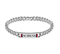 AC Milan Bracelet en acier 316L avec émail, Taglia Unica, Acier inoxydable, aucune.