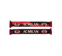 AC Milan Écharpe officielle, double graphique à carreaux et unicolore avec inscription, polyester, rouge, noir, taille unique