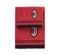 AC Milan - Ensemble de serviettes éponge Lot 1 serviette 60 x 100 cm + 1 serviette 40 x 60 cm.