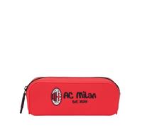AC Milan - Étui en Silicone avec Fermeture Centrale avec Fermeture éclair, Porte-Stylo, Crayons, Rouge