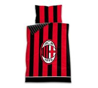 AC Milan Parure de lit 1 Place et demie 200 x 150 cm + Housse de Coussin 80 x 50 cm, 100% Coton, Produit Officiel
