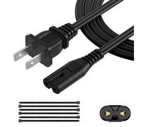 AC Power Cord 15FT(1 Pack), 2 Prong TV Power Cord, Power Supply Cable Replacement for One S, One X, Series X, PS3, PS4, PS5, Compatible for Printer, Monitor, Sound Bar, Game Console
