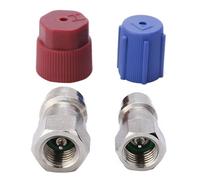 AC R134A Kit d'adaptateur de raccord rapide - Adaptateur de conversion pour connecteur AC sur le dessus et le bas | Valve à raccord rapide à 90° pour modernisation de climatisation R-12 à R-134A