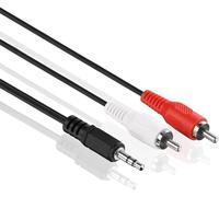 AC030-030 Câble d'extension audio stéréo 2x fiche Cinch vers fiche 3,5 mm, design ultra mince, 3,00 m, noir