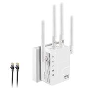 AC1200 Répéteur WiFi Amplificateur WLAN, Dualband 5GHz & 2.4GHz, Wireless Signal WiFi Range Extender avec WPS, Access Point, 2 Ports LAN, 360° Full Coverage, Compatible with All Wireless LAN Devices