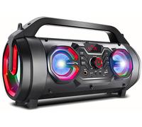 AC875 Bazooka Enceinte Bluetooth Portable Boombox 30W (20W + 5Wx2) IPX4 Étanche aux éclaboussures/Radio/microSD/Aux-in/USB/Éclairage/Port Microphone