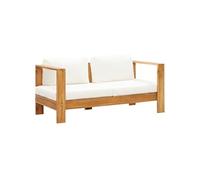 Canapé de jardin avec coussin 140 cm Acacia solide Blanc crème