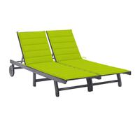 Acacia Chaise Longue de Jardin 2 Places avec Coussin Gris Patio Transat vidaXL