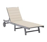 Acacia Chaise Longue de Jardin 2 Places avec Coussin Gris Patio Transat vidaXL
