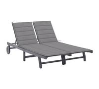 Acacia Chaise Longue de Jardin 2 Places avec Coussin Gris Patio Transat vidaXL