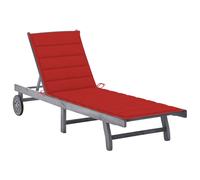 Acacia Chaise Longue de Jardin 2 Places avec Coussin Gris Patio Transat vidaXL