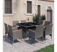 Vidaxl Ensemble À Dîner De Jardin 9 Pcs Résine Tressée Et Acacia Noir Noir