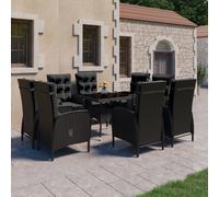 Acacia Ensemble à Dîner de Jardin 3 pcs Résine Tressée Gris Patio vidaXL