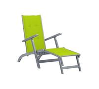 vidaXL Acacia Solide Chaise de Terrasse avec Repose-pied et Coussin Bain de Soleil de Terrasse Transat de Jardin Chaise Longue de Patio Extérieur