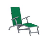 vidaXL Acacia Solide Chaise de Terrasse avec Repose-pied et Coussin Transat de Jardin Bain de Soleil de Patio Chaise Longue de Terrasse Extérieur