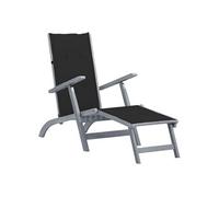 vidaXL Acacia Solide Chaise de Terrasse avec Repose-pied et Coussin Transat de Jardin Bain de Soleil de Terrasse Chaise Longue de Patio Extérieur