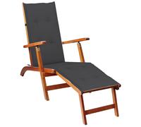 Acacia Solide Chaise de Terrasse avec Repose-pied et Coussin Transat vidaXL