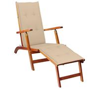 Acacia Solide Chaise de Terrasse avec Repose-pied et Coussin Transat vidaXL