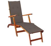 Acacia Solide Chaise de Terrasse avec Repose-pied et Coussin Transat vidaXL