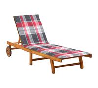 Bois d'Acacia Solide Chaise Longue de Jardin avec Coussin Bain de Soleil d'Extérieur Transat de Patio Chaise Longue 3061357
