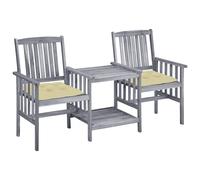 Acacia Solide Chaises de Jardin avec Table à Thé et Coussins Extérieur vidaXL