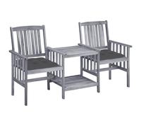 Acacia Solide Chaises de Jardin avec Table à Thé et Coussins Extérieur vidaXL