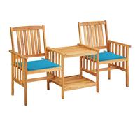 Acacia Solide Chaises de Jardin avec Table à Thé et Coussins Extérieur vidaXL
