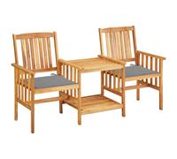 vidaXL Chaises de jardin avec table de thé et coussins en acacia massif