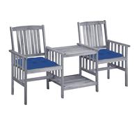 Acacia Solide Chaises de Jardin avec Table à Thé et Coussins Extérieur vidaXL