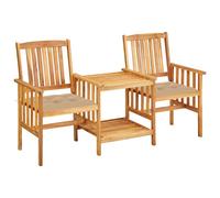 Acacia Solide Chaises de Jardin avec Table à Thé et Coussins Extérieur vidaXL