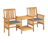 Acacia Solide Chaises de Jardin avec Table à Thé et Coussins Extérieur vidaXL