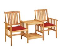 Acacia Solide Chaises de Jardin avec Table à Thé et Coussins Extérieur vidaXL