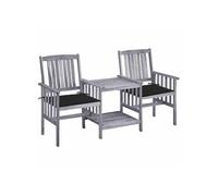 Acacia Solide Chaises de Jardin avec Table à Thé et Coussins Fauteuils de Salle à Manger d'Extérieur Mobilier de 3061309