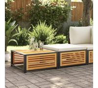 Acacia Wood Garden Table with Stool Set - Outdoor Patio Furniture for Terrace, Backyard Solid Wood Construction, Removable Cushion, Weather-Resistant - Max Load 110kg per Seat (68x68x30cm)