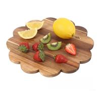 Acacia Wood Serving Platter 30cm Round Scalloped Edge(Round) | Solid acacia wood, visible , smooth polished finish, 30cm round size, daily use