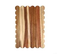 Acacia Wood Serving Platter 30cm Round Scalloped Edge(Square) | Solid acacia wood, visible , smooth polished finish, 30cm round size, daily use