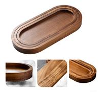 Acacia Wood Snack Tray Set 3-Piece Oval Stackable
