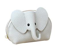 Academia Portefeuille en cuir de vache avec dragonne Motif éléphant Blanc Taille unique