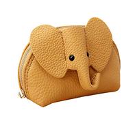 Academia Portefeuille en cuir de vache avec dragonne Motif éléphant Jaune Taille unique