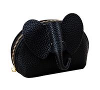 Academia Portefeuille en cuir de vache avec dragonne Motif éléphant Noir Taille unique