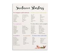 Academic Writing Poster Essay Sentence Starters Reference Chart Canvas Wall-Art for Students Teachers(Framed,08x12inch(20x30cm))