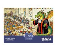 Académie des Chevaliers Tueurs de Dragons Puzzle en Bois Imperméable DIY Puzzles De 1000 Pièces pour Adultes Cadeaux Amusant De Décoration pour La Maison