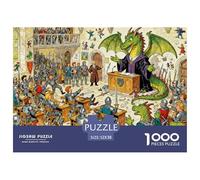 Académie des Chevaliers Tueurs de Dragons Puzzle en Bois Imperméable Puzzles De 1000 Pièces pour Adultes Défi Et Casse-tête Jeux De Stimulants